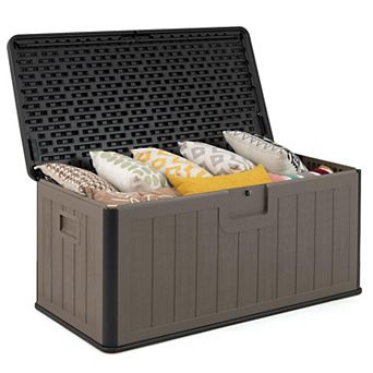 30 Gallon Outdoor Storage Box Bench Lockable Waterproof Weather Resistant Multifunctional