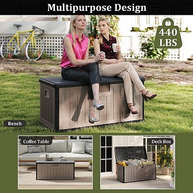 30 Gallon Outdoor Storage Box Bench Lockable Waterproof Weather Resistant Multifunctional