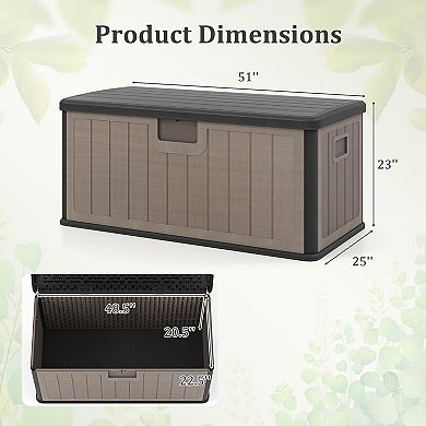 30 Gallon Outdoor Storage Box Bench Lockable Waterproof Weather Resistant Multifunctional