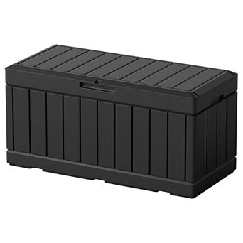 100 Gallon Resin Patio Storage Box Garden Tools Pool Gear Outdoor Cushions Hydraulic Stand Easy