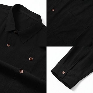 Men's Wrinkle Free Slim-Fit Long Sleeve Casual Button-Down Shirt