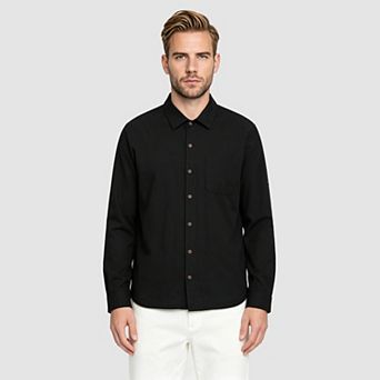 Men's Wrinkle Free Slim-Fit Long Sleeve Casual Button-Down Shirt