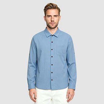 Men's Wrinkle Free Slim-Fit Long Sleeve Casual Button-Down Shirt