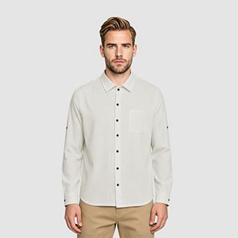 Men's Wrinkle Free Slim-Fit Long Sleeve Casual Button-Down Shirt