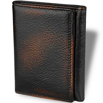 Full Grain Leather Trifold Wallet RFID Blocking 8 Card Slots ID Window