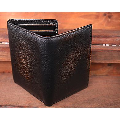 Full Grain Leather Trifold Wallet RFID Blocking 8 Card Slots ID Window