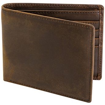 Top Grain Leather RFID Blocking Bifold Wallet for Men 8 Card Slots 2 ID Windows Slim Billfold