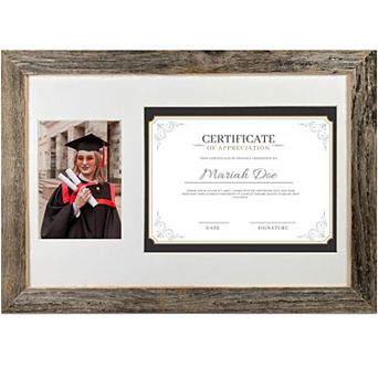 Rustic Farmhouse Graduation Diploma Frame With Fitted Mat For Photo And Certificate Display