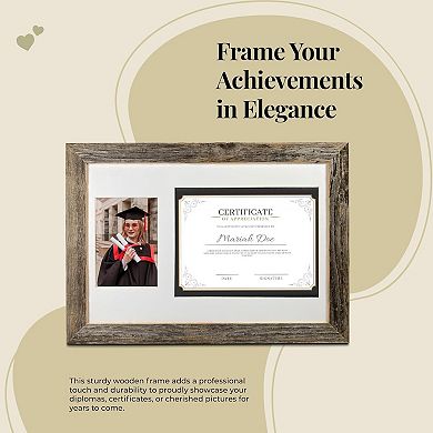 Rustic Farmhouse Graduation Diploma Frame With Fitted Mat For Photo And Certificate Display