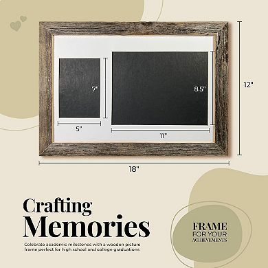 Rustic Farmhouse Graduation Diploma Frame With Fitted Mat For Photo And Certificate Display