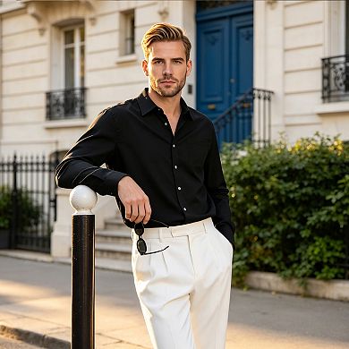 Men's Regular-Fit Wrinkle Free Long Sleeve Dress Shirt with Pocket