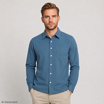 Men's Regular-Fit Wrinkle Free Long Sleeve Dress Shirt with Pocket