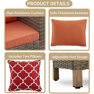 7 Piece Outdoor Patio Conversation Set with 360° Swivel Rocking Chairs