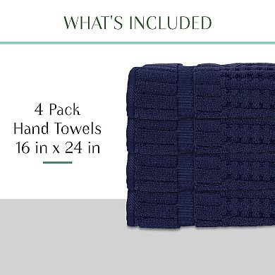 Home Weavers Willow Hand Towels, Cotton Zero Twist, 630 GSM Soft, Absorbent, Quick Dry 16x24 Inch