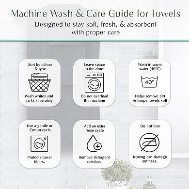 Home Weavers Willow Hand Towels, Cotton Zero Twist, 630 GSM Soft, Absorbent, Quick Dry 16x24 Inch