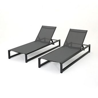 Patio Chaise Lounge Reclining Adjustable Backrest For Backyard Garden Set Of 2