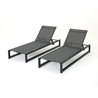 Patio Chaise Lounge Reclining Adjustable Backrest For Backyard Garden Set Of 2
