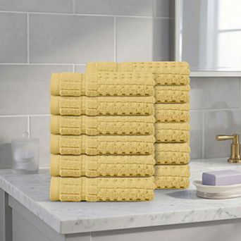Home Weavers Willow Washcloths, Cotton Zero Twist, 630 GSM Soft, Absorbent & Quick Dry, 13x13 Inch