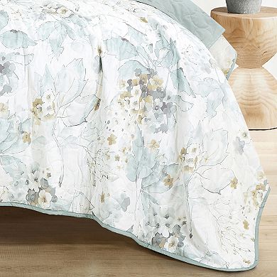 Sage Green Mint Floral Quilt Set