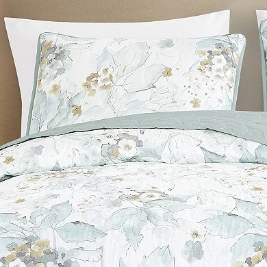 Sage Green Mint Floral Quilt Set