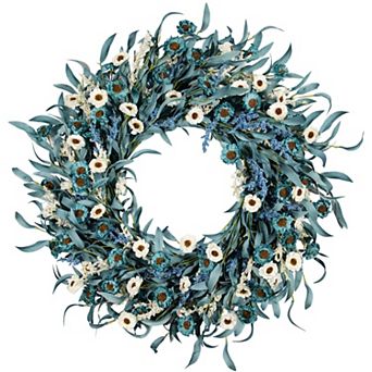 Blue Daisy Lavender Farmhouse Wreath