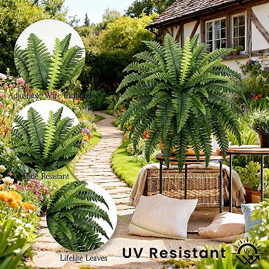 4 Large Artificial Boston Ferns