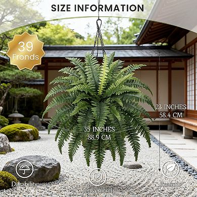 4 Large Artificial Boston Ferns