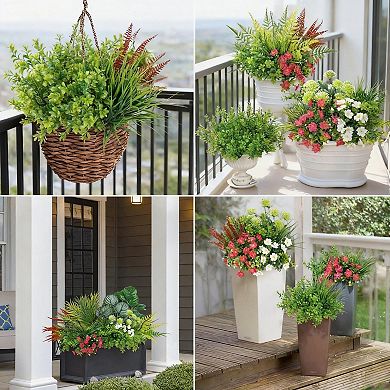 20 Pcs Outdoor Artificial Boston Fern Shrubs UV Resistant