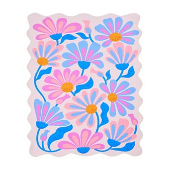 Lany Space Area Rug, Washable Rugs, Non-Slip and Tear-Resistant Carpet, Floral Wavy Rug