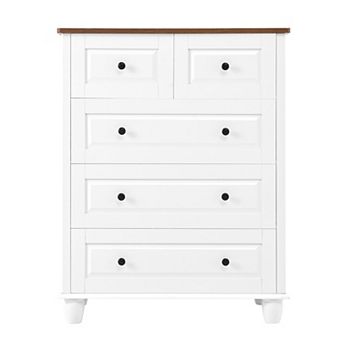 Tall 5-Drawer Storage Dresser with Deep Wood Drawers for Bedroom Organization