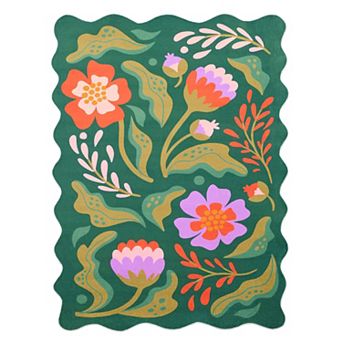Lany Space Area Rug, Washable Rugs, Non-Slip and Tear-Resistant Soft Carpet, Floral Wavy Rug