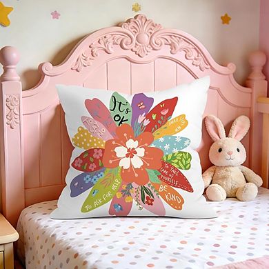 Kids Inspirational Flower Butterfly Throw Pillow Covers Set, Rainbow Decorative Cushion Cases