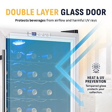 Newair Freestanding 27 Bottle Compressor Wine Fridge with Adjustable Chrome Racks