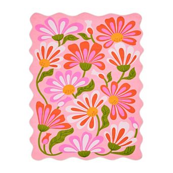 Lany Space Area Rug, Washable Rugs, Non-Slip and Tear-Resistant Soft Carpet, Floral Wavy Rug