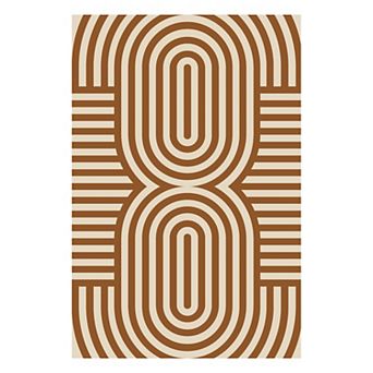 Lany Space Area Rug, Washable Rugs, Non-Slip and Tear-Resistant Carpet, Curvy Stripes Rug