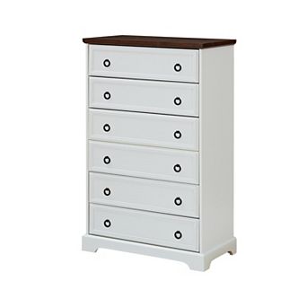 Vertical 6-Drawer Storage Chest with Easy Pull Handles and Wood Frame for Hallway