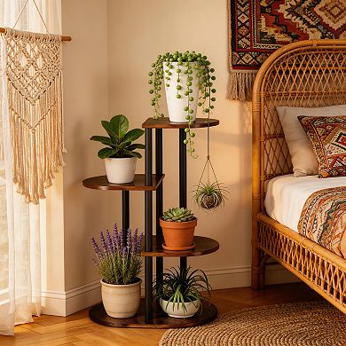 Wood Plant Stand For Patio Garden Balcony Use