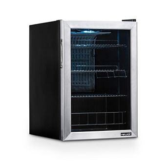 Newair 90 Can Freestanding Beverage Fridge in Stainless Steel, Compact with Adjustable Shelves