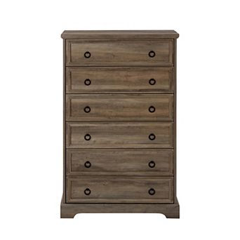 Tall 6-Drawer Storage Dresser with Textured Wood Borders for Bedroom Closets