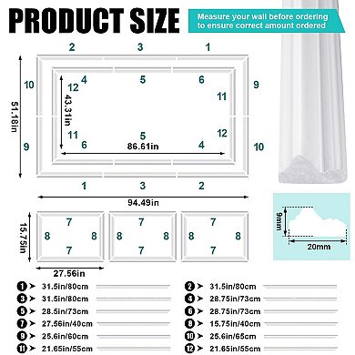 Peel and Stick Wall Trim Set TV Wall Home Decor Panels