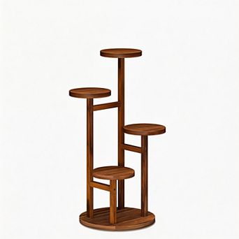 Multi-Tier Wood Corner Stand For Indoor Outdoor Use
