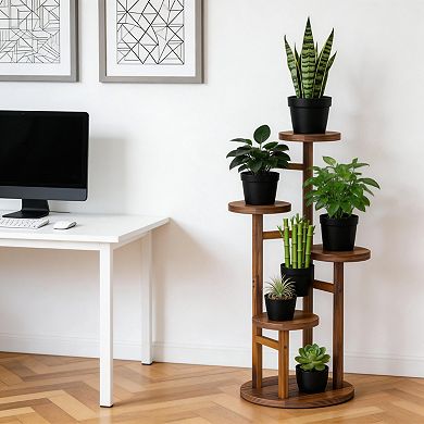 Multi-Tier Wood Corner Stand For Indoor Outdoor Use