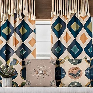 Sun and Moon Throw Pillow Covers Set, Boho Abstract Moth Butterfly Linen Cushion Cases