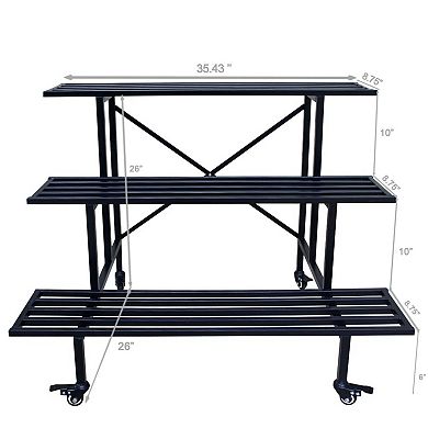 Heavy Duty Metal Plant Stand With Wheels Indoor Outdoor