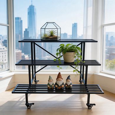 Heavy Duty Metal Plant Stand With Wheels Indoor Outdoor