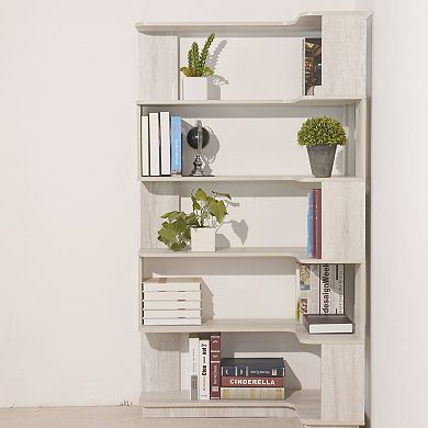 Freestanding Corner Bookcase with Anti-Tipping Hardware and Wood Base for Child Room