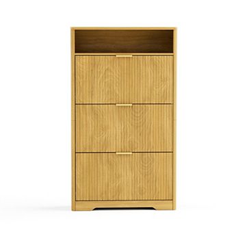 Three Drawer Flip Shoe Cabinet Hidden Storage Organizer for Foyer and Hallway