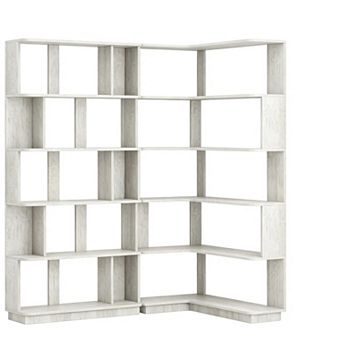 Space Saving Bookshelf Set with Adjustable Configuration and Wood Finish for Bedroom