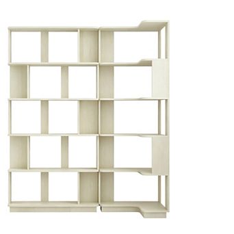 L-Shaped Corner Bookcase with Flexible Storage Combination and Wood Panels for Bedroom