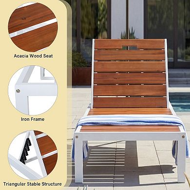 Patio Lounge Chair Featuring Adjustable Backrest and Durable Support for Sunbathing